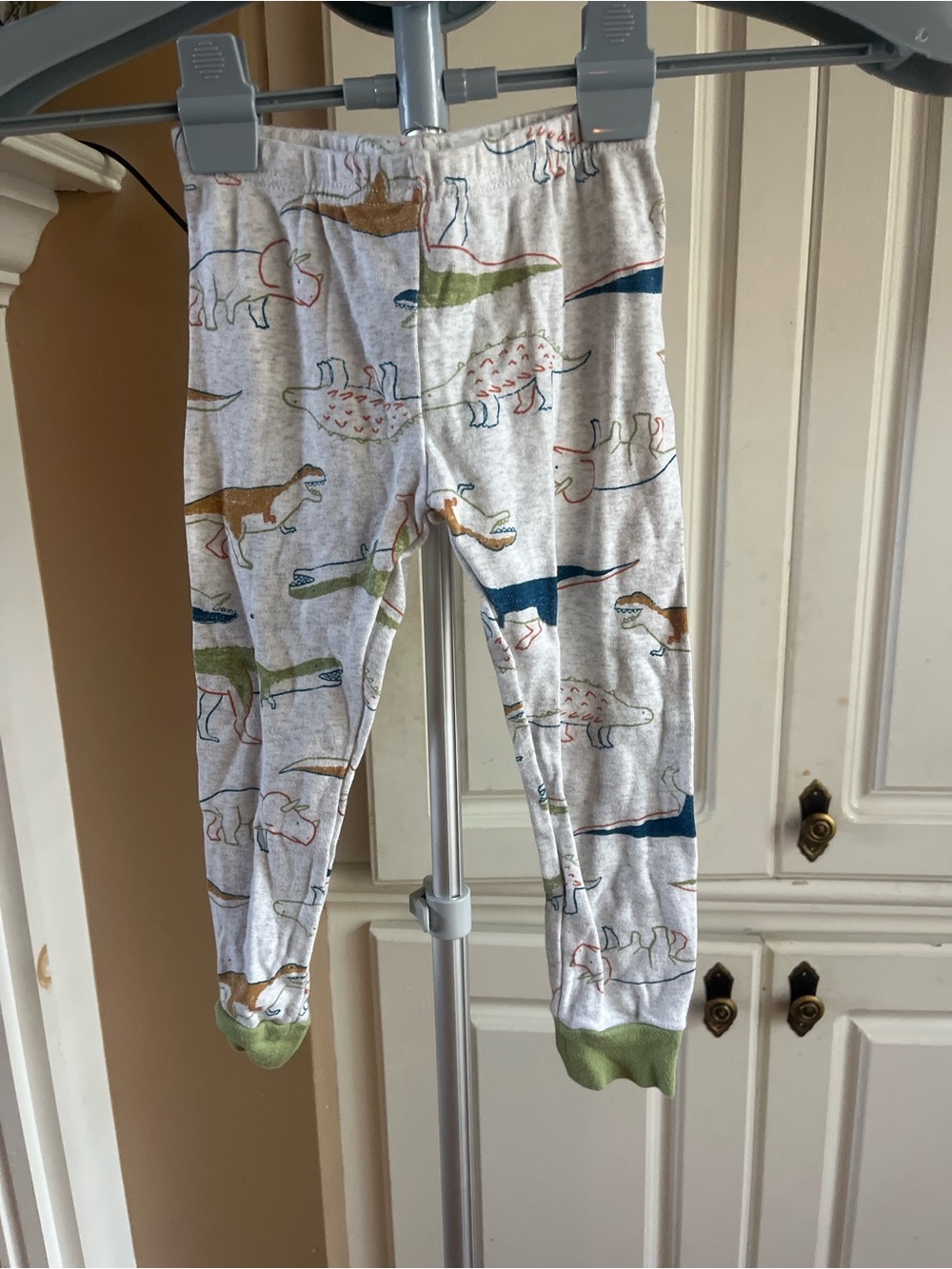 Carter's Toddler Dinosaur Print Pajama Bottoms in White, Green, Blue